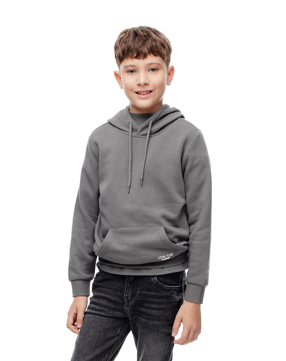 Buzo tipo hoddie gris niño