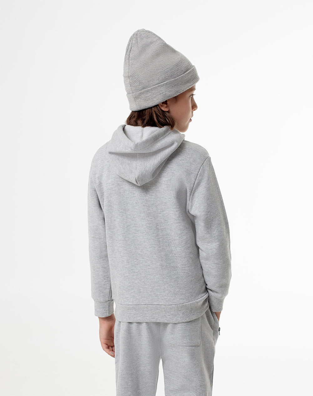 Buzo tipo hoddie gris niño