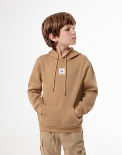 Buzo tipo hoddie habano niño