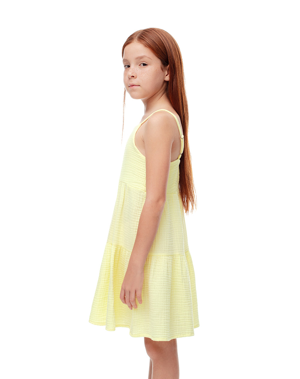 Vestido corto bloques algodón amarillo niña
