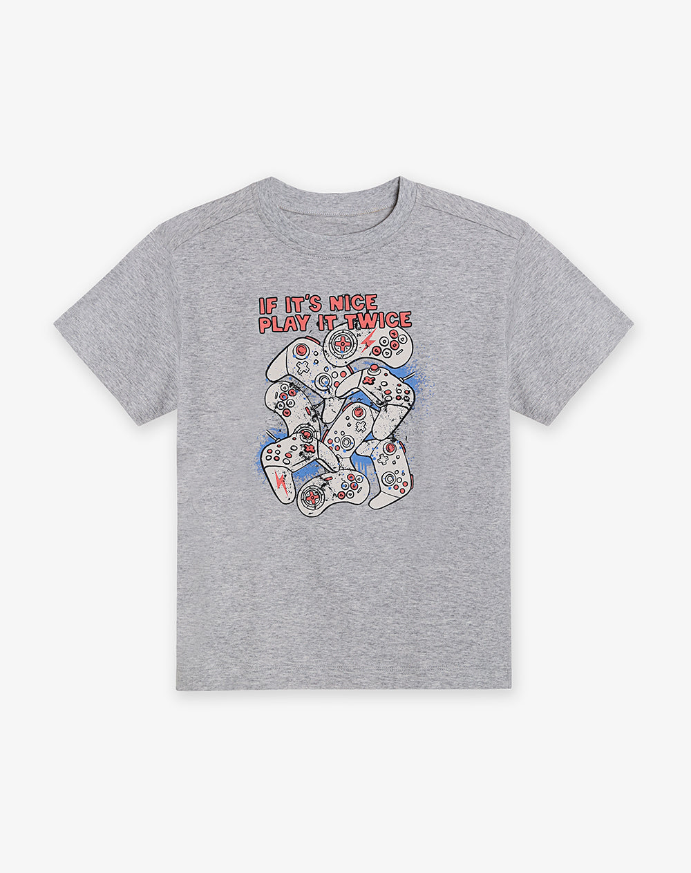Pijama regular manga corta gris ada niño