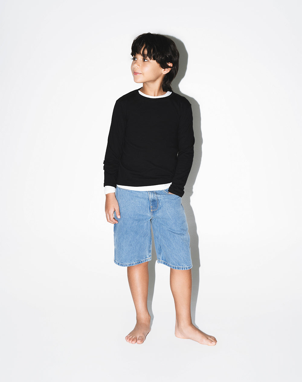 Bermuda denim regular algodón índigo medio niño