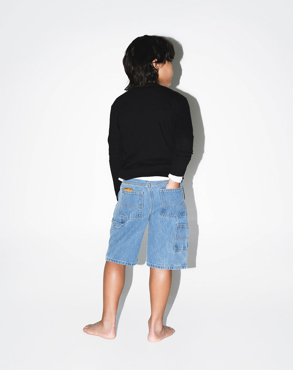 Bermuda denim regular algodón índigo medio niño