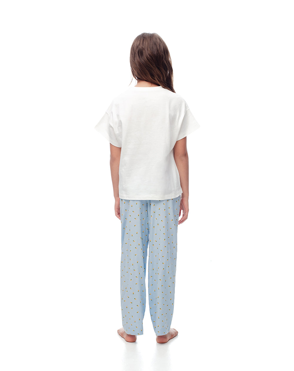Pijama regular fit manga larga azul estampada