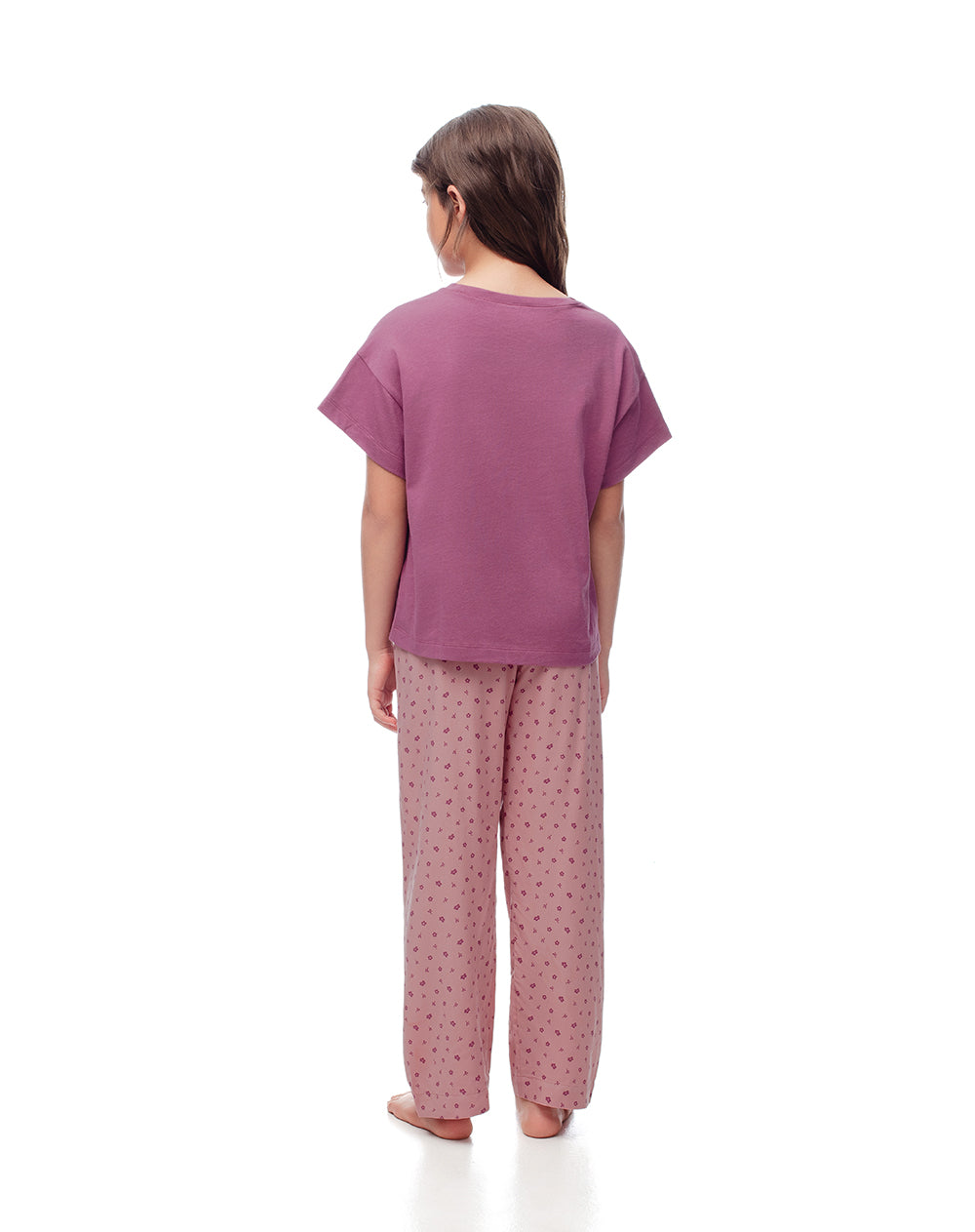 Pijama regular fit manga larga morado estampado
