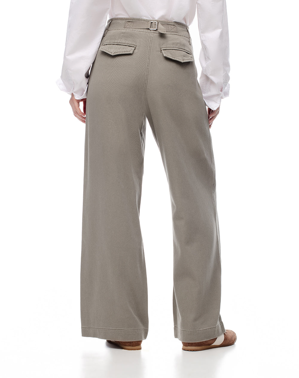 Pantalón wide leg tiro alto denim verde mujer