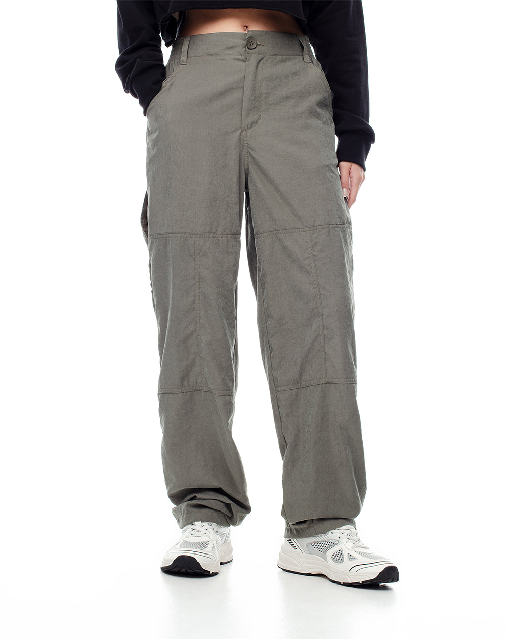 Pantalón recto tiro medio verde mujer