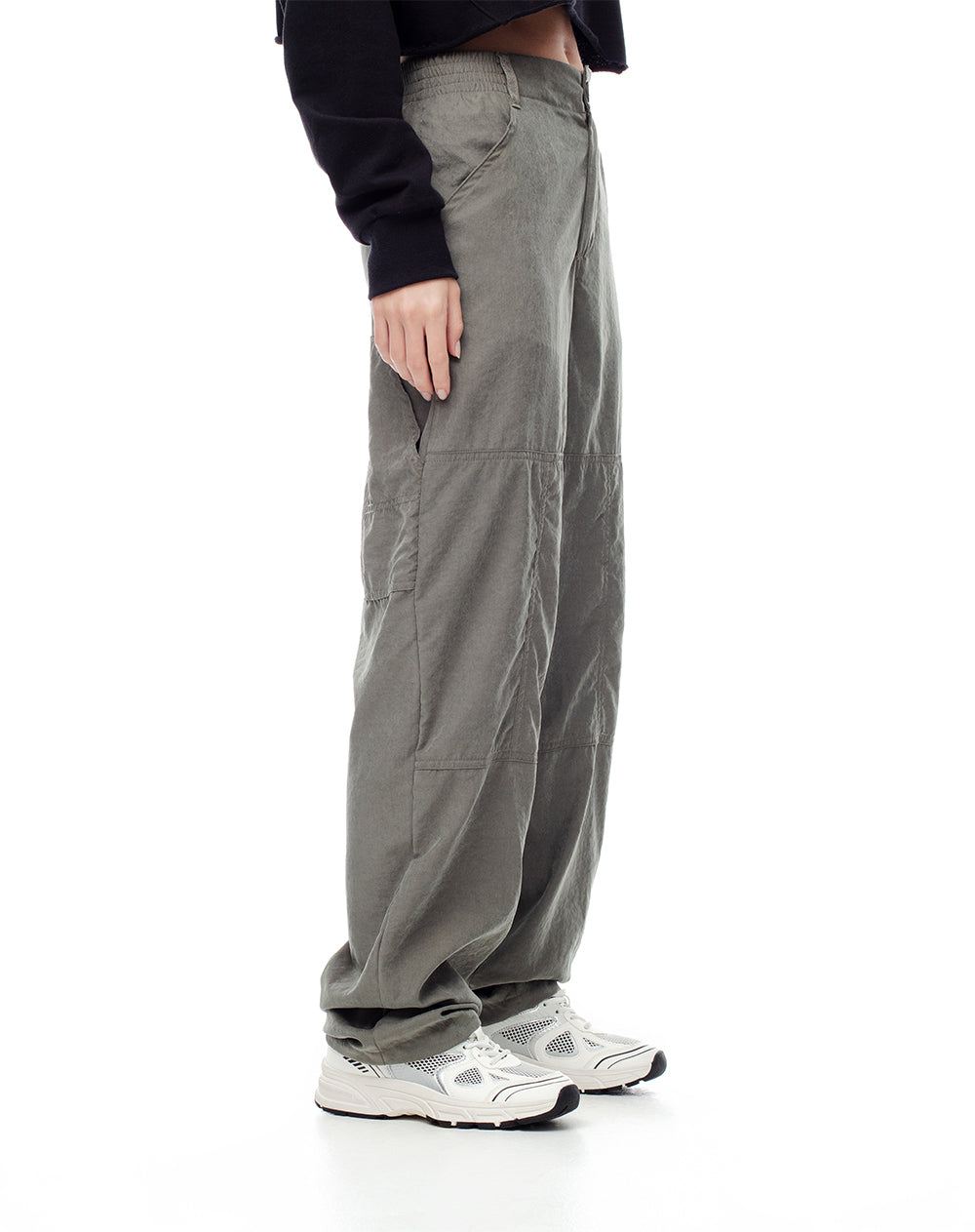 Pantalón recto tiro medio verde mujer