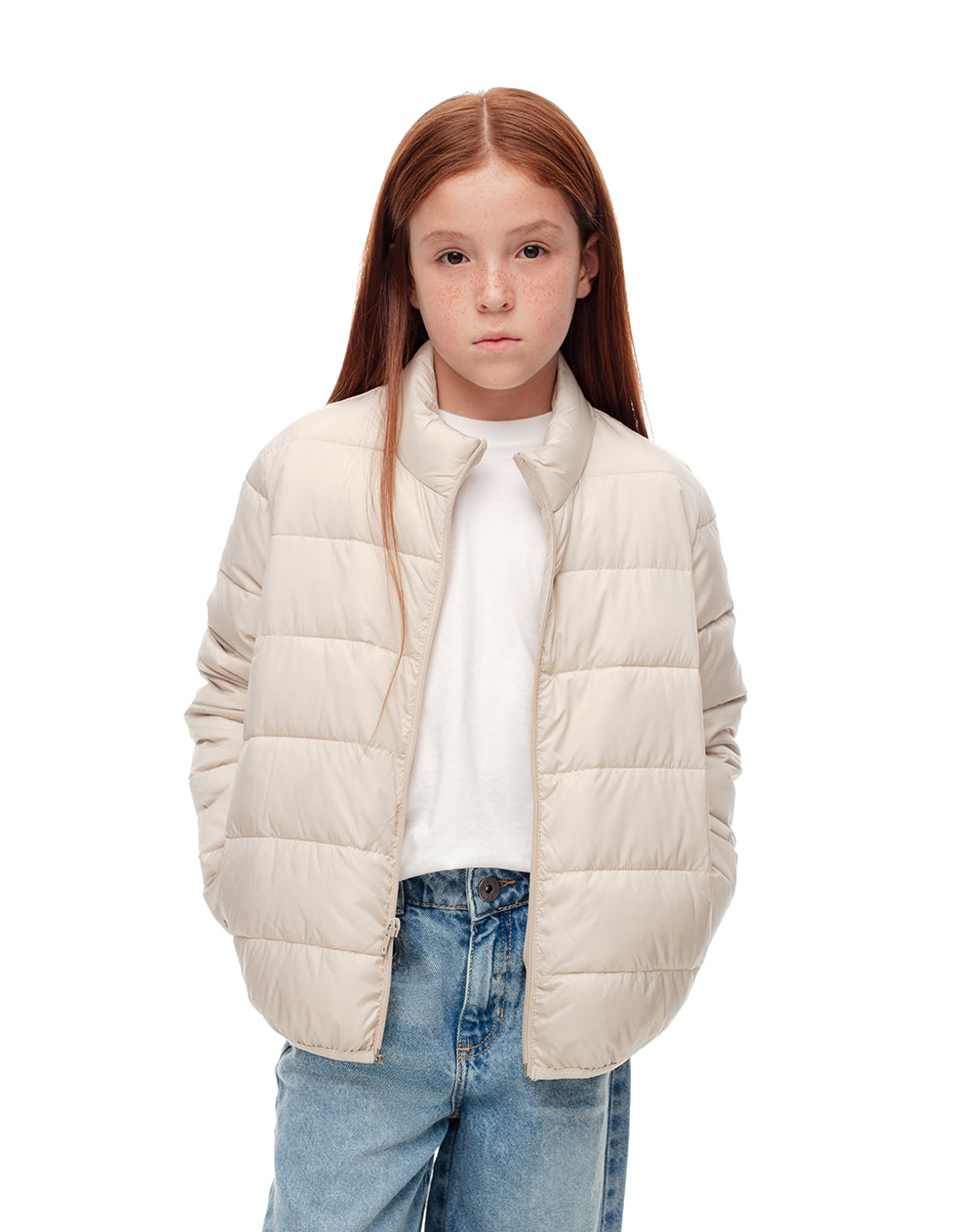 Chaqueta alcolchada crema niña