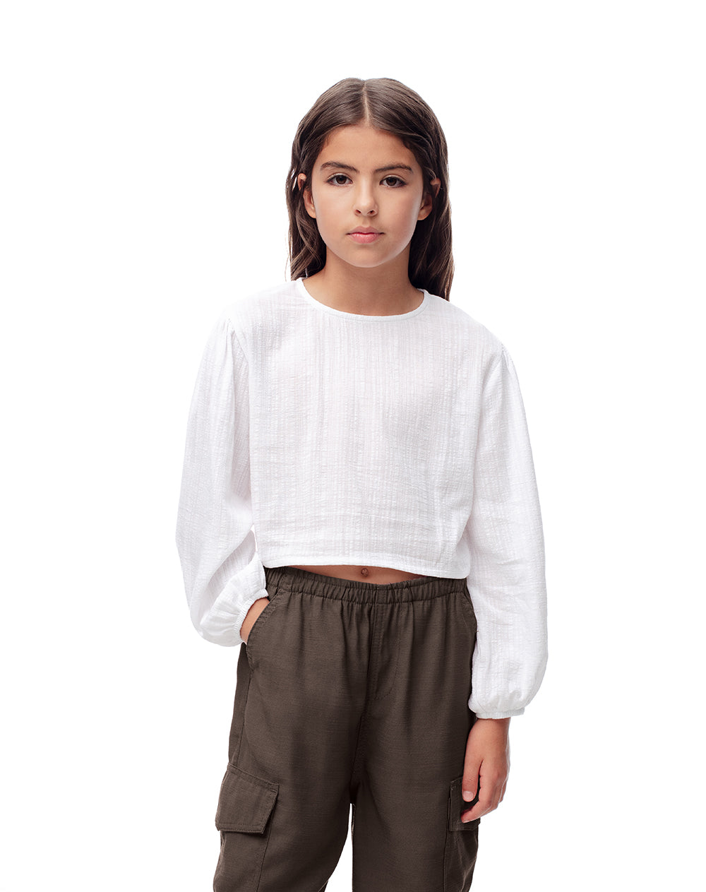 Camisa regular fit manga larga blanca