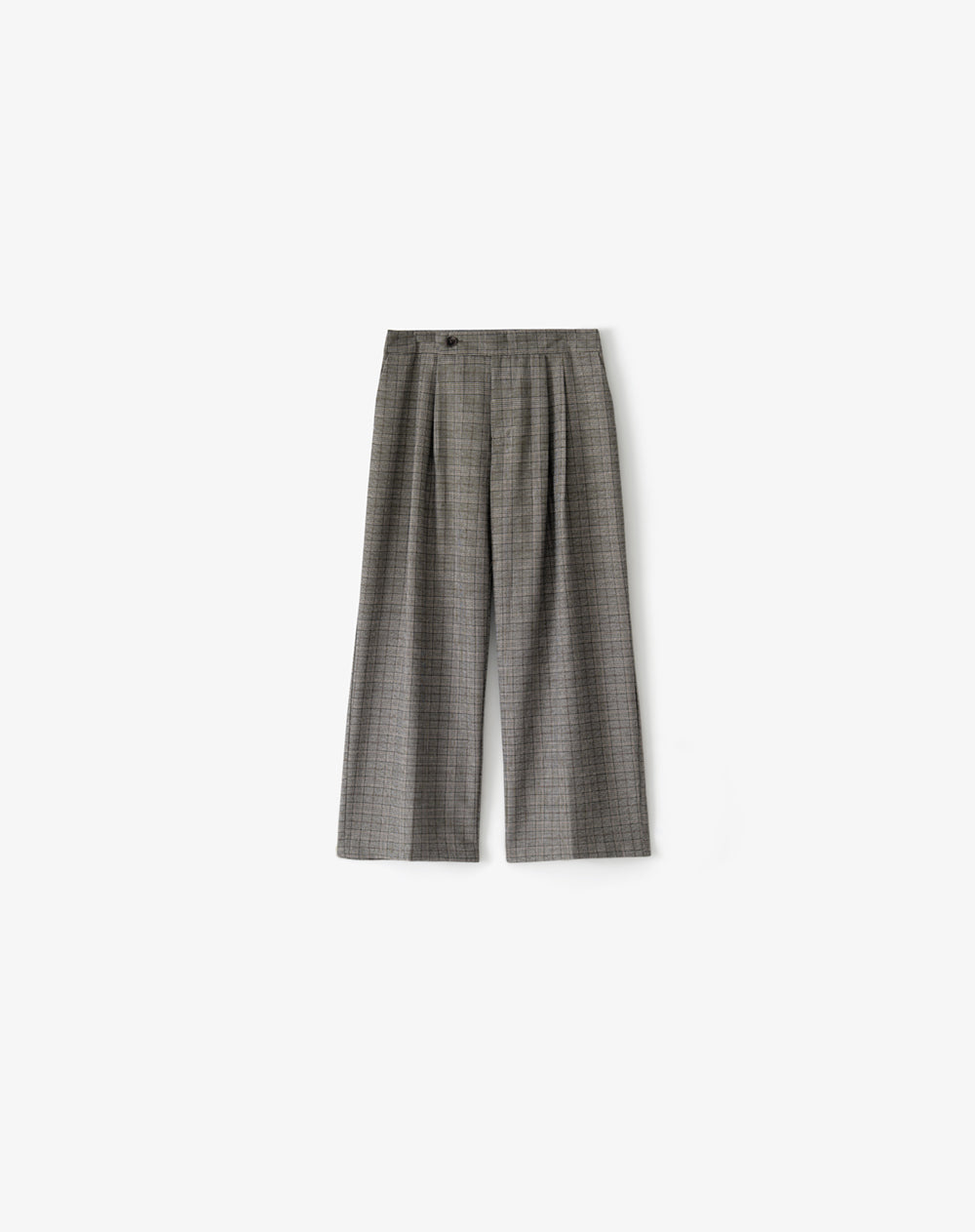 Pantalón wide leg tiro medio café cuadros mujer