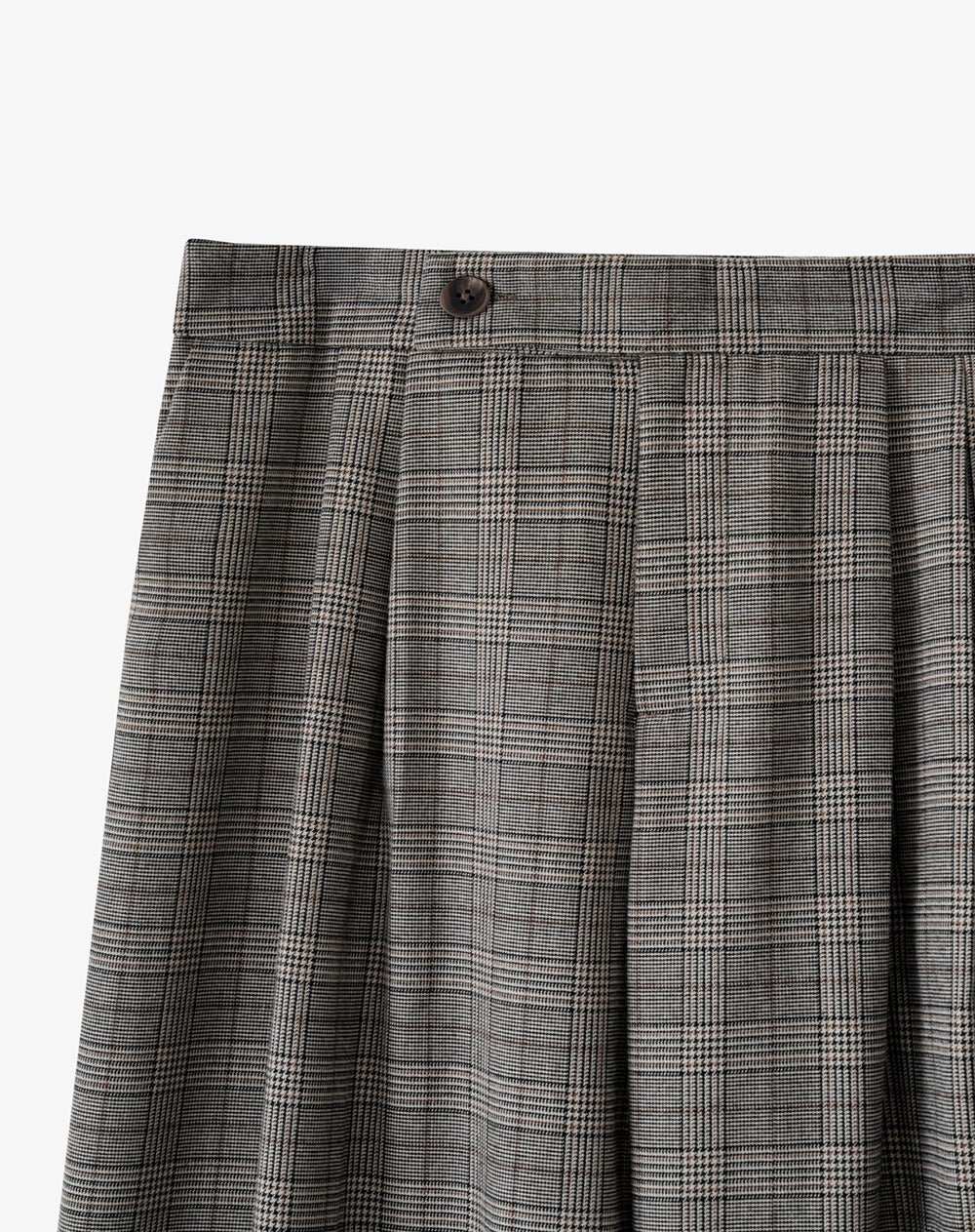 Pantalón wide leg tiro medio café cuadros mujer