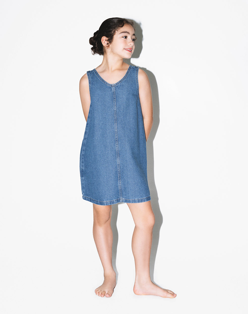 Vestido recto corto índigo medio niña