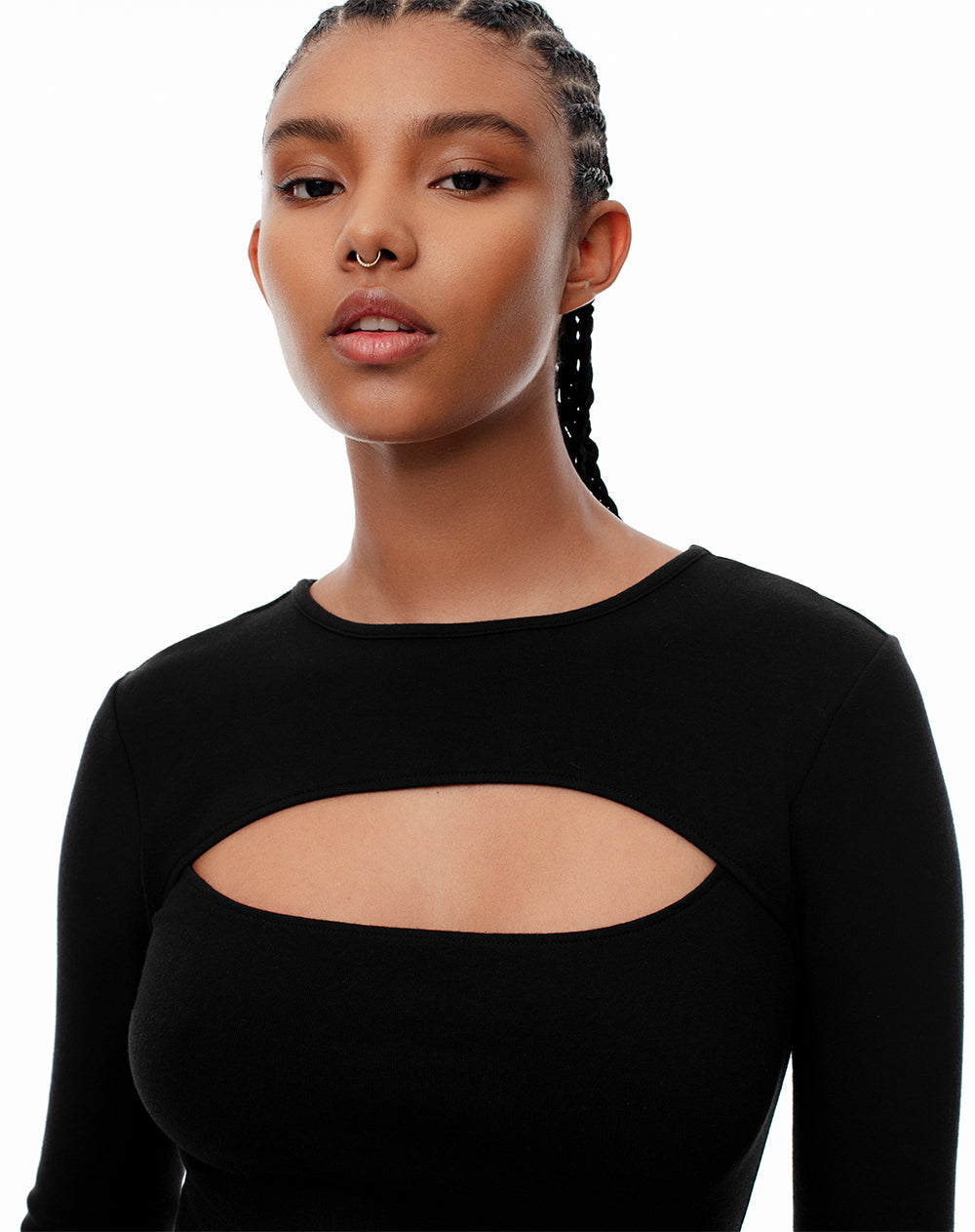 Vestido corto slim rib algodón negro mujer