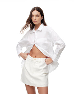 Falda short tiro alto blanca mujer