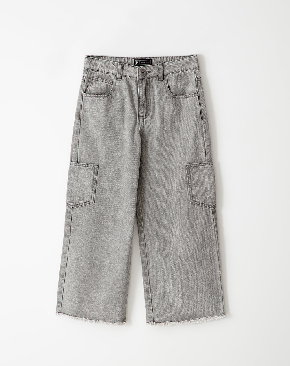 Jean cargo tiro medio 100% algodón gris niña