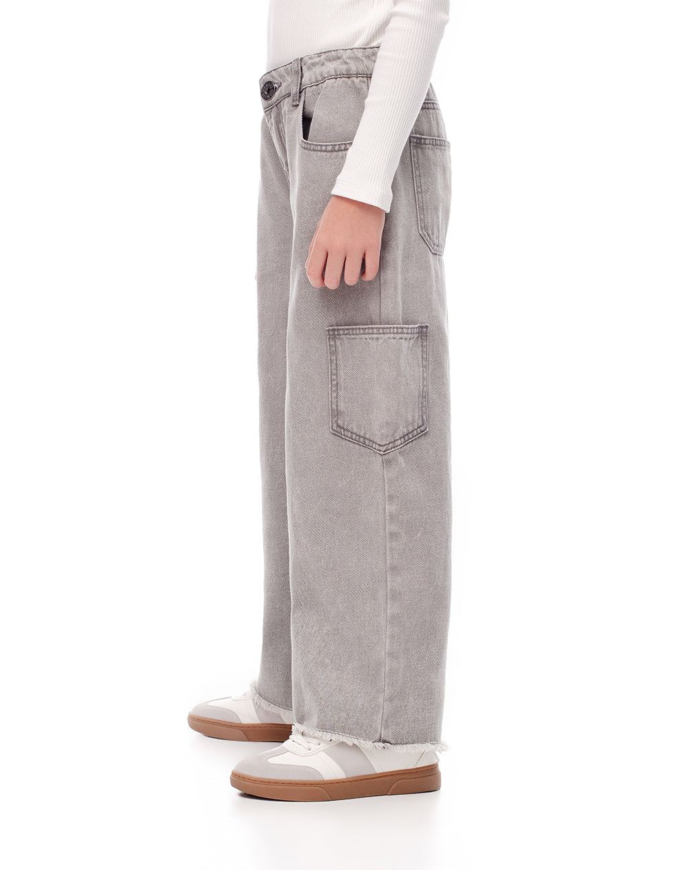 Jean cargo tiro medio gris niña