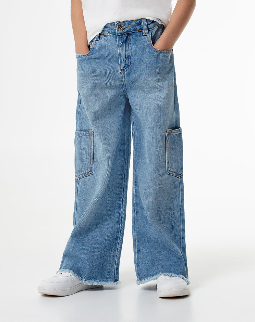 Pantalones Largos Para Niñas - Cintura Elástica, Holgados, Color Sólido, Con Bolsillo