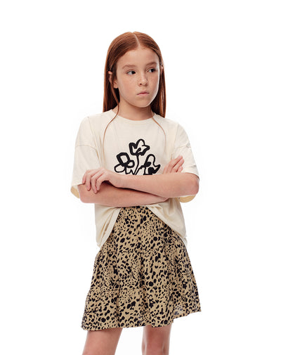 Falda tiro medio capas estampada niña