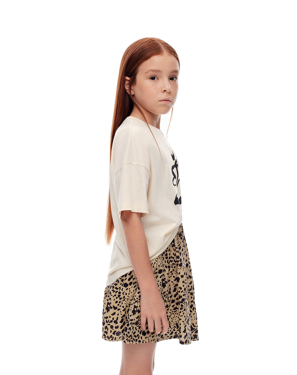 Falda tiro medio capas estampada niña