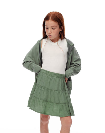 Falda tiro medio capas verde niña