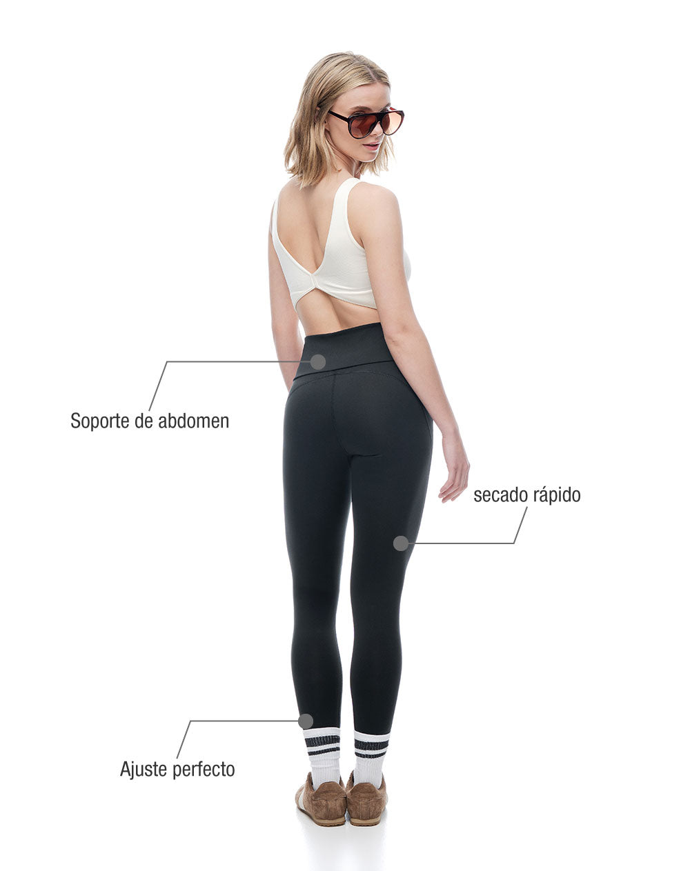 Legging deportivo secado rápido negro mujer