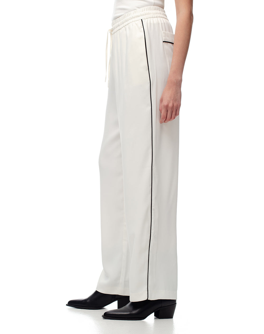 Pantalón tiro alto liviano blanco mujer