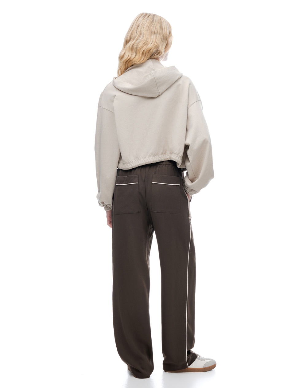 Pantalón loose tiro alto chocolate mujer