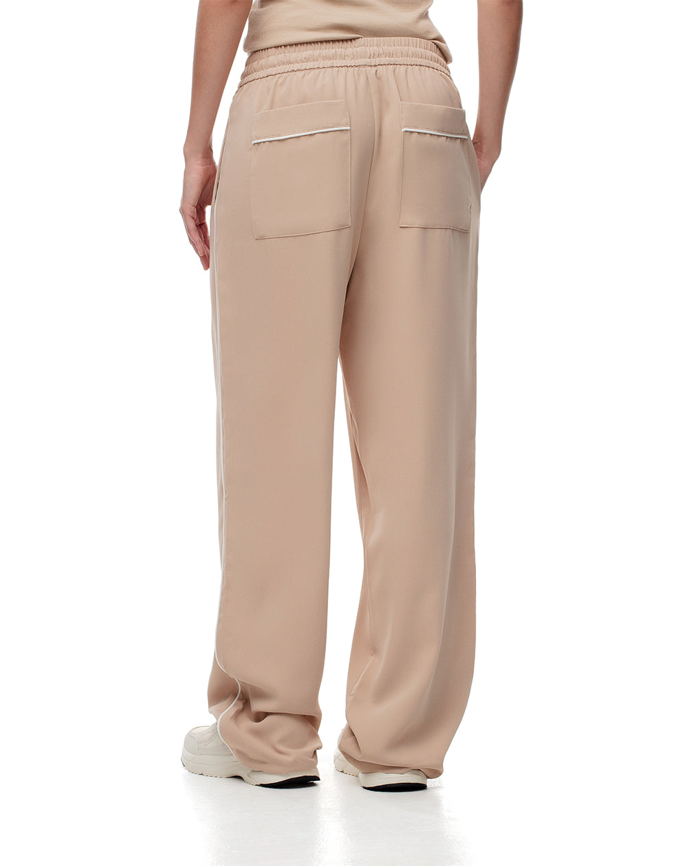Pantalón recto tiro alto liviano caqui mujer