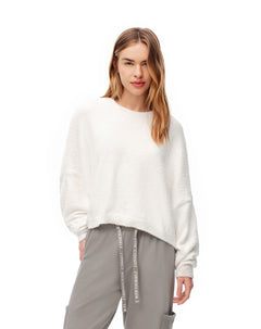 Suéter oversize textura bouclé crudo mujer