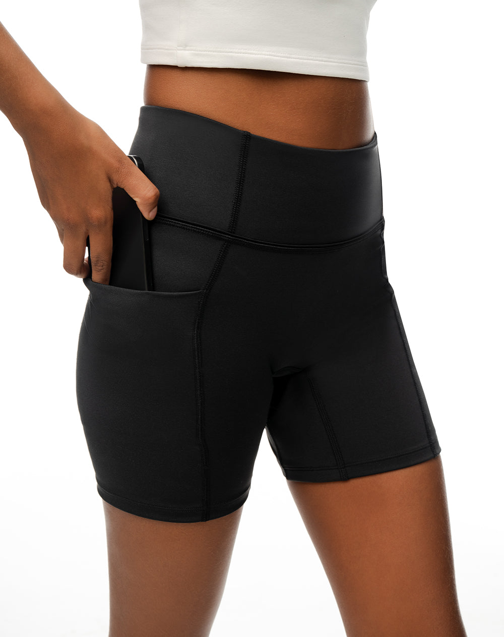 Biker deportivo soporte abdomen negro mujer