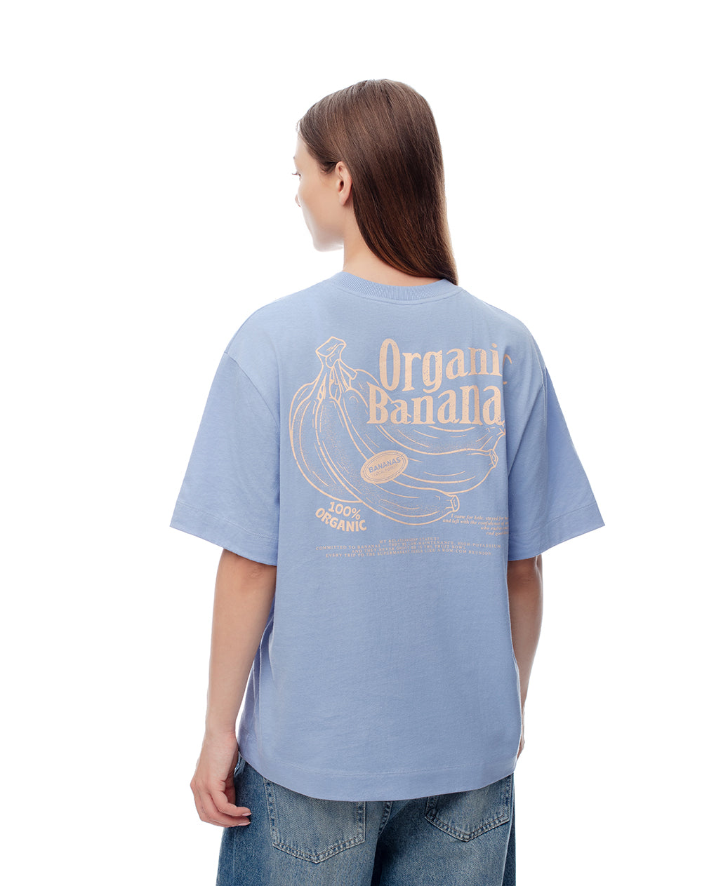 Camiseta oversize algodón azul mujer