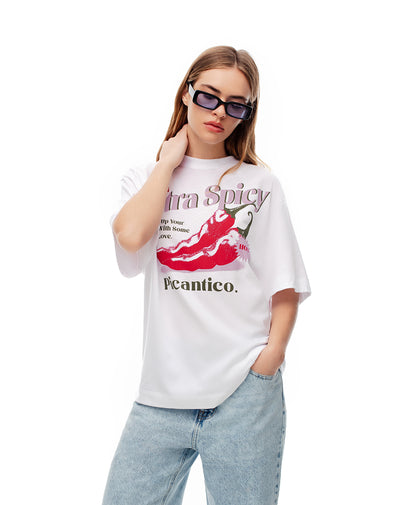 Camiseta relaxed fit manga corta blanca