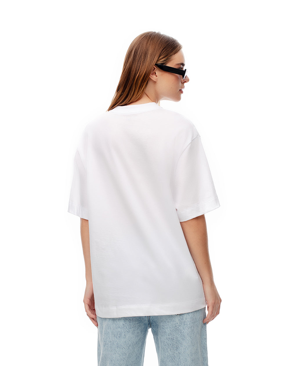 Camiseta oversize algodón blanca estampada mujer