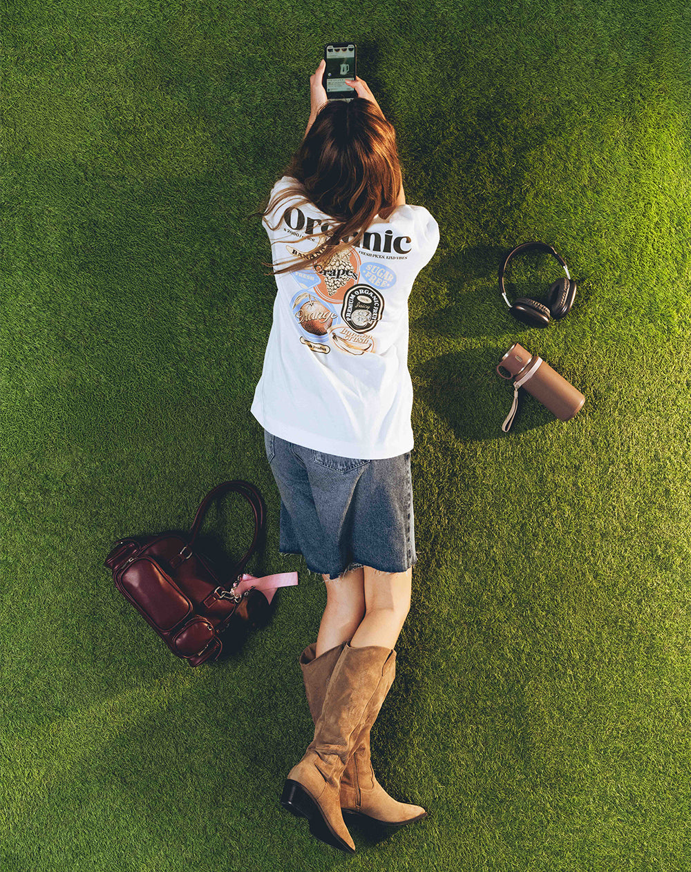 Camiseta oversize algodón estampada mujer