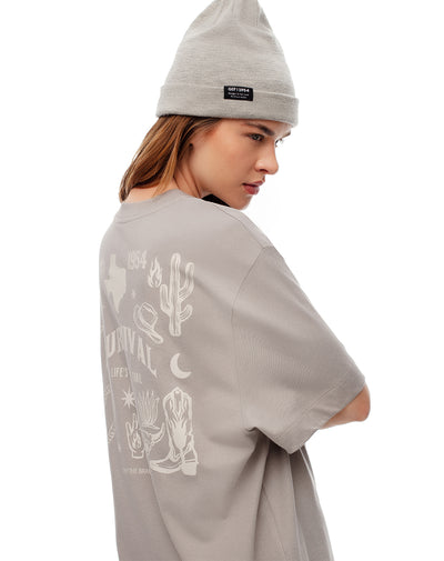 Camiseta relaxed fit manga corta taupe