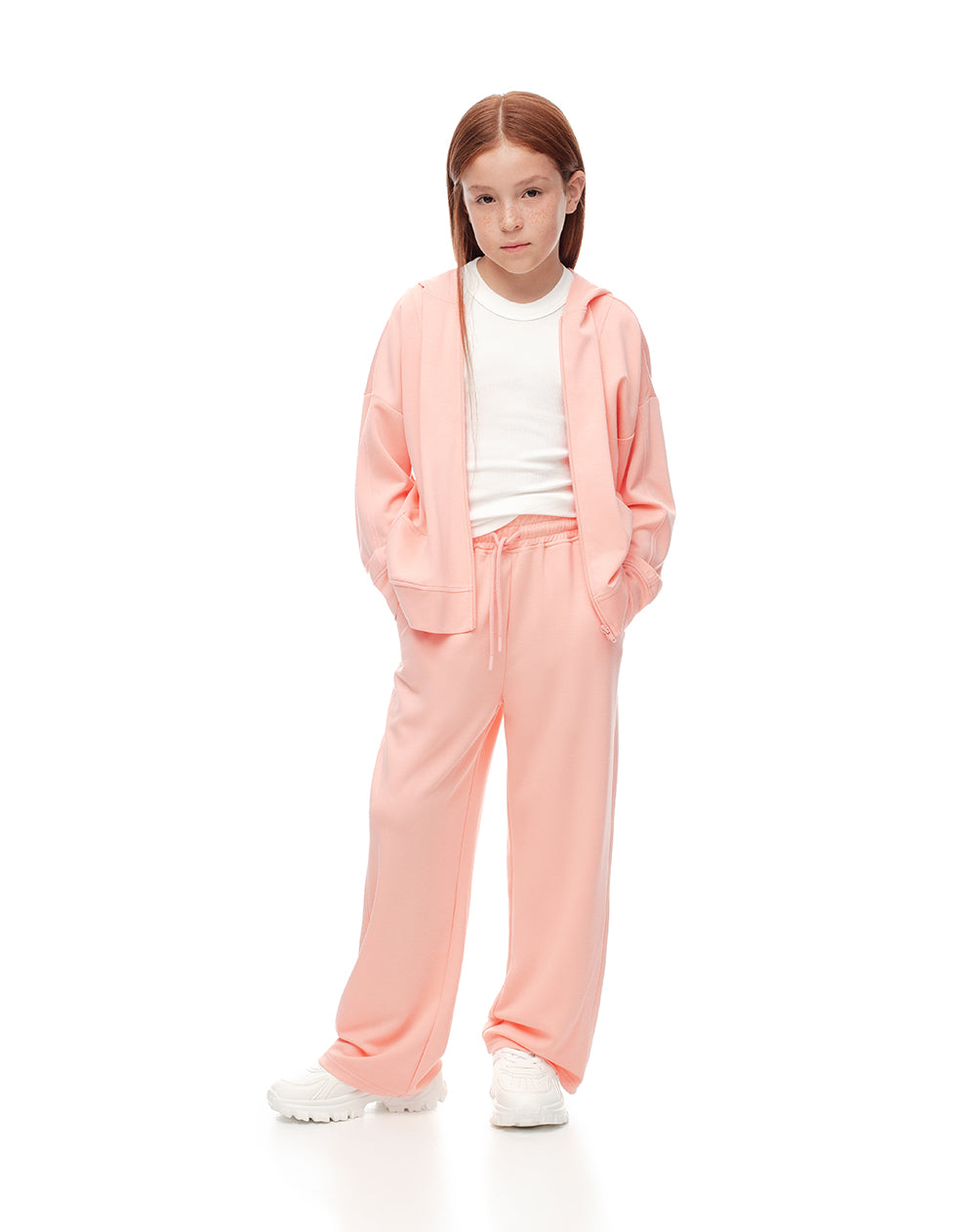 Pantalón holgado tiro medio naranja niña