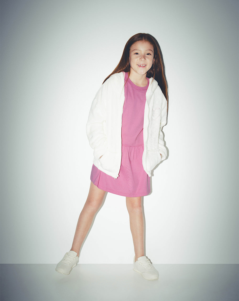 Vestido corto algodón rosa niña
