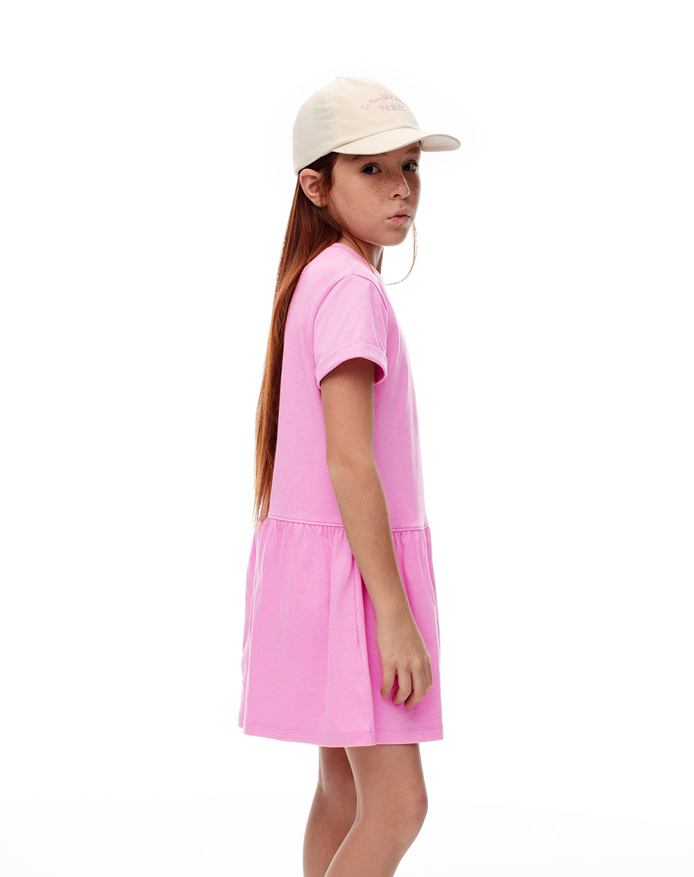 Vestido corto algodón rosa niña