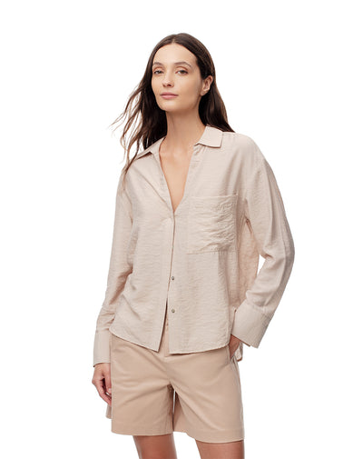 Camisa manga larga regular arena mujer