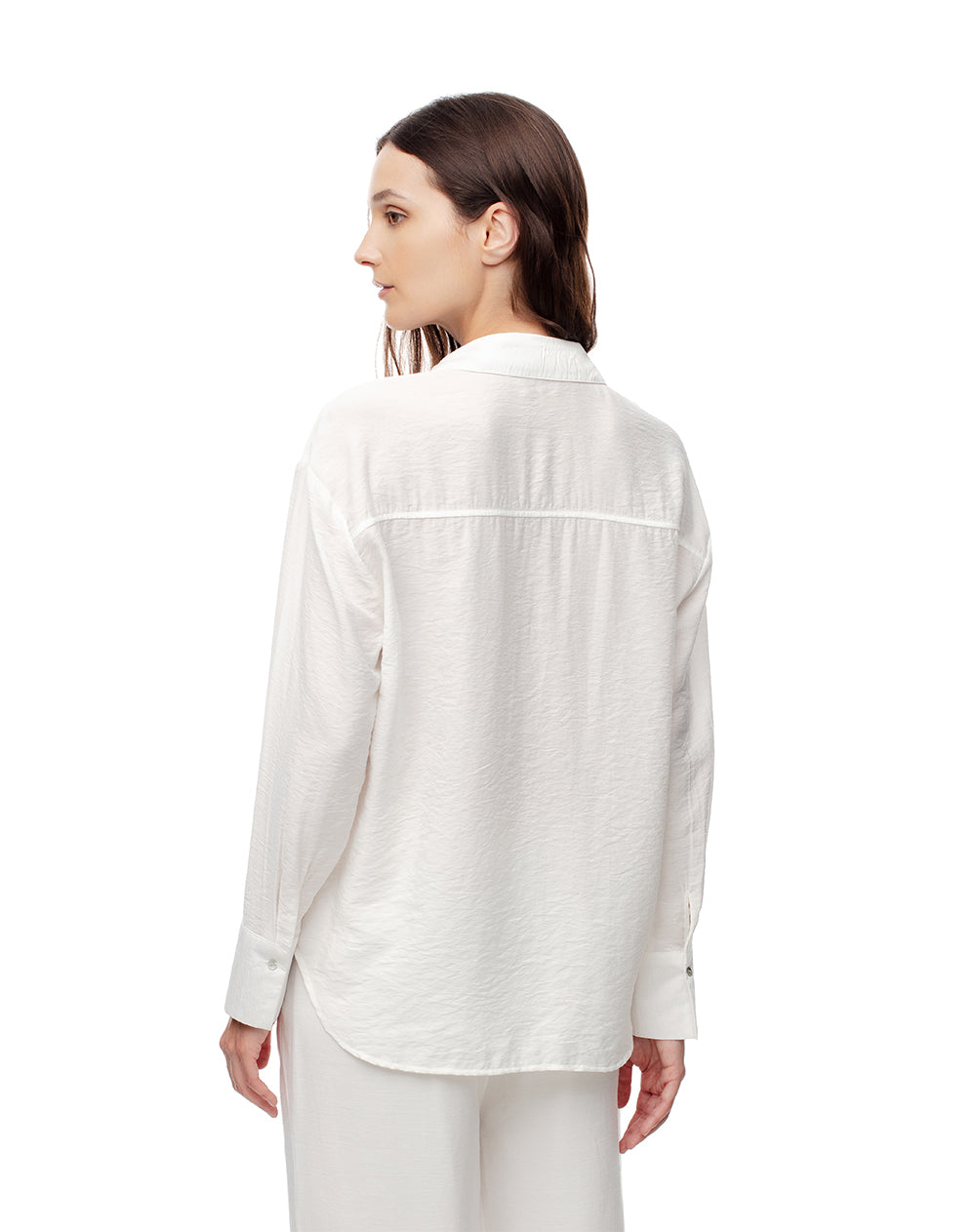 Camisa manga larga regular blanca mujer
