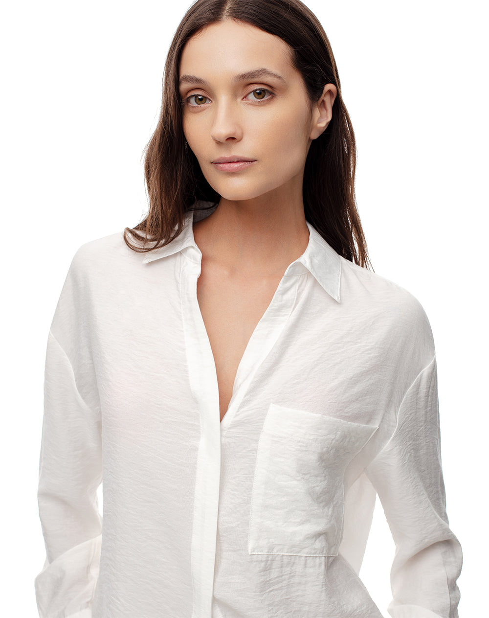 Camisa manga larga regular blanca mujer