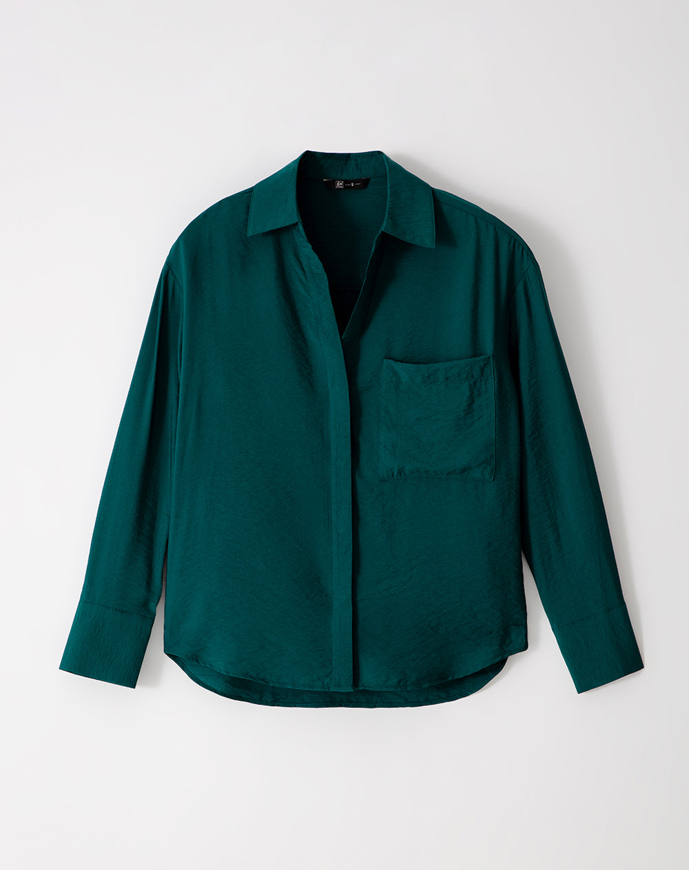 Camisa manga larga regular verde mujer