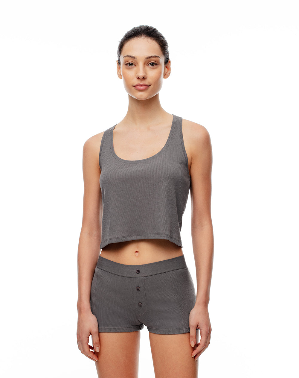 short + blusa de pijana mujer gris