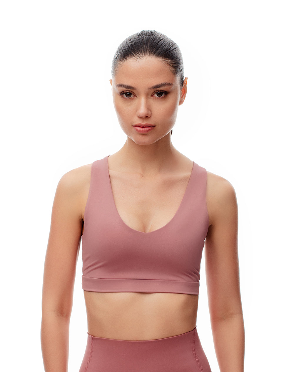 Top deportivo soporte medio microfibra malva