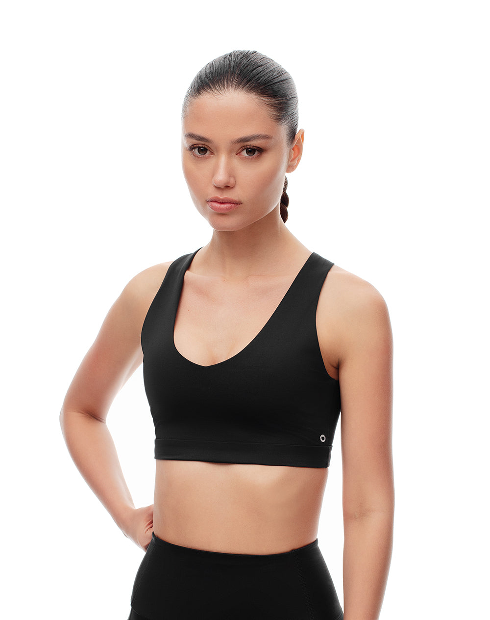 Top deportivo soporte medio microfibra negro