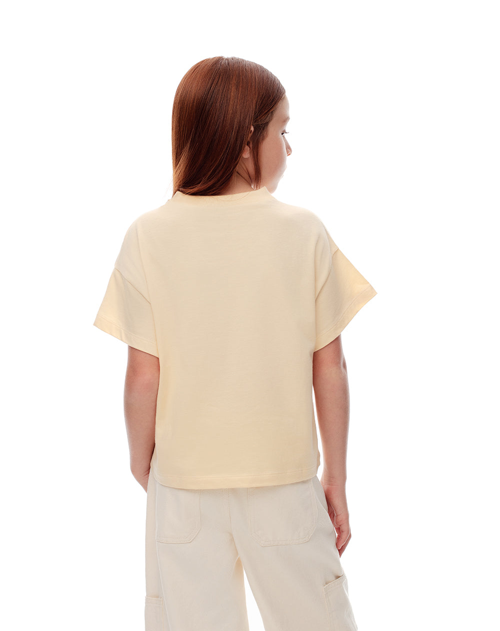 Camiseta regular algodón amarilla estampada niña