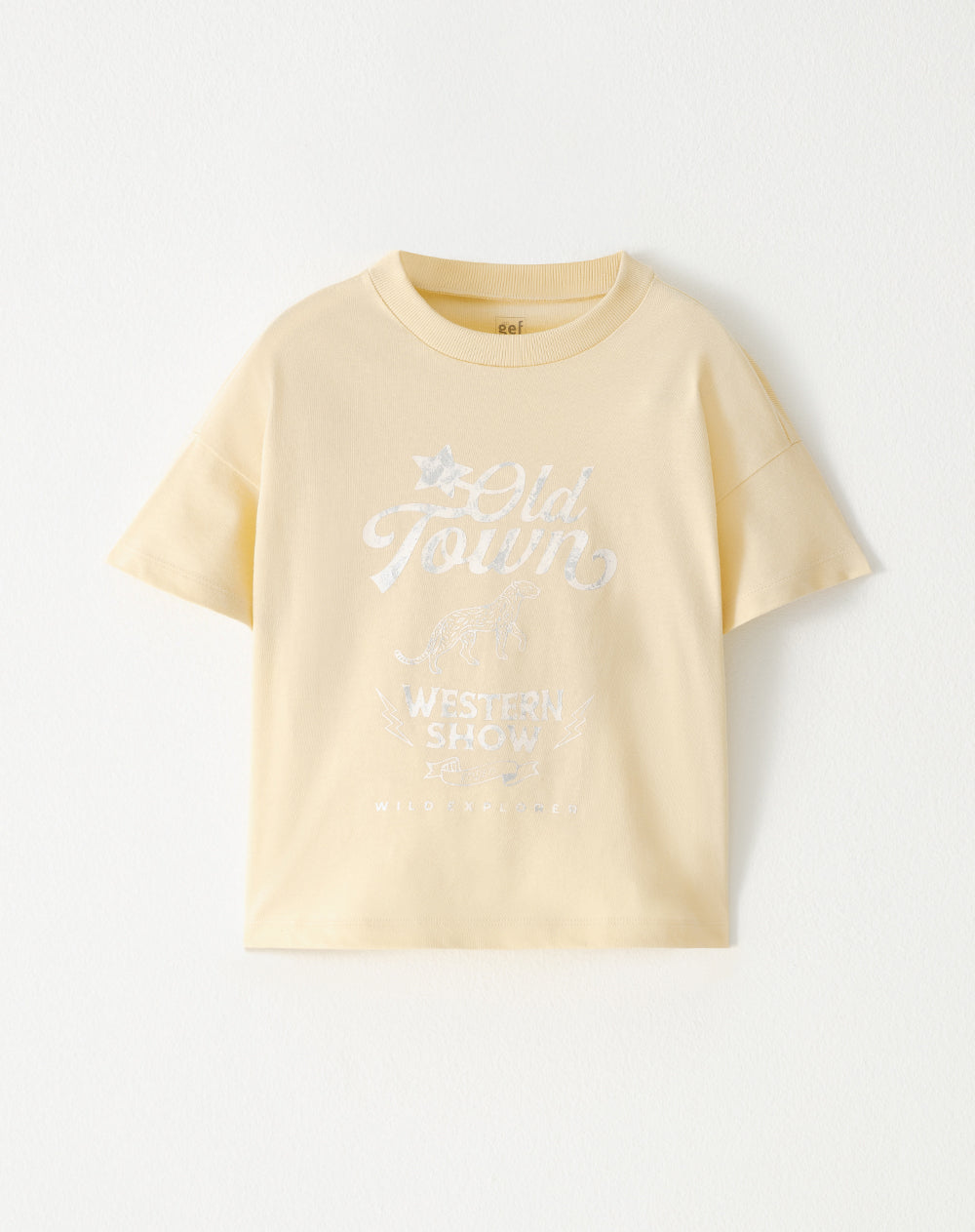 Camiseta regular algodón amarilla estampada niña