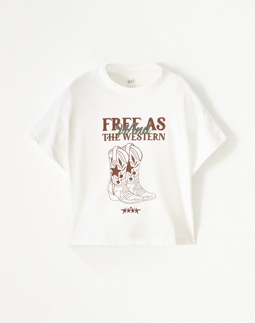 Camiseta regular algodón blanca estampada niña