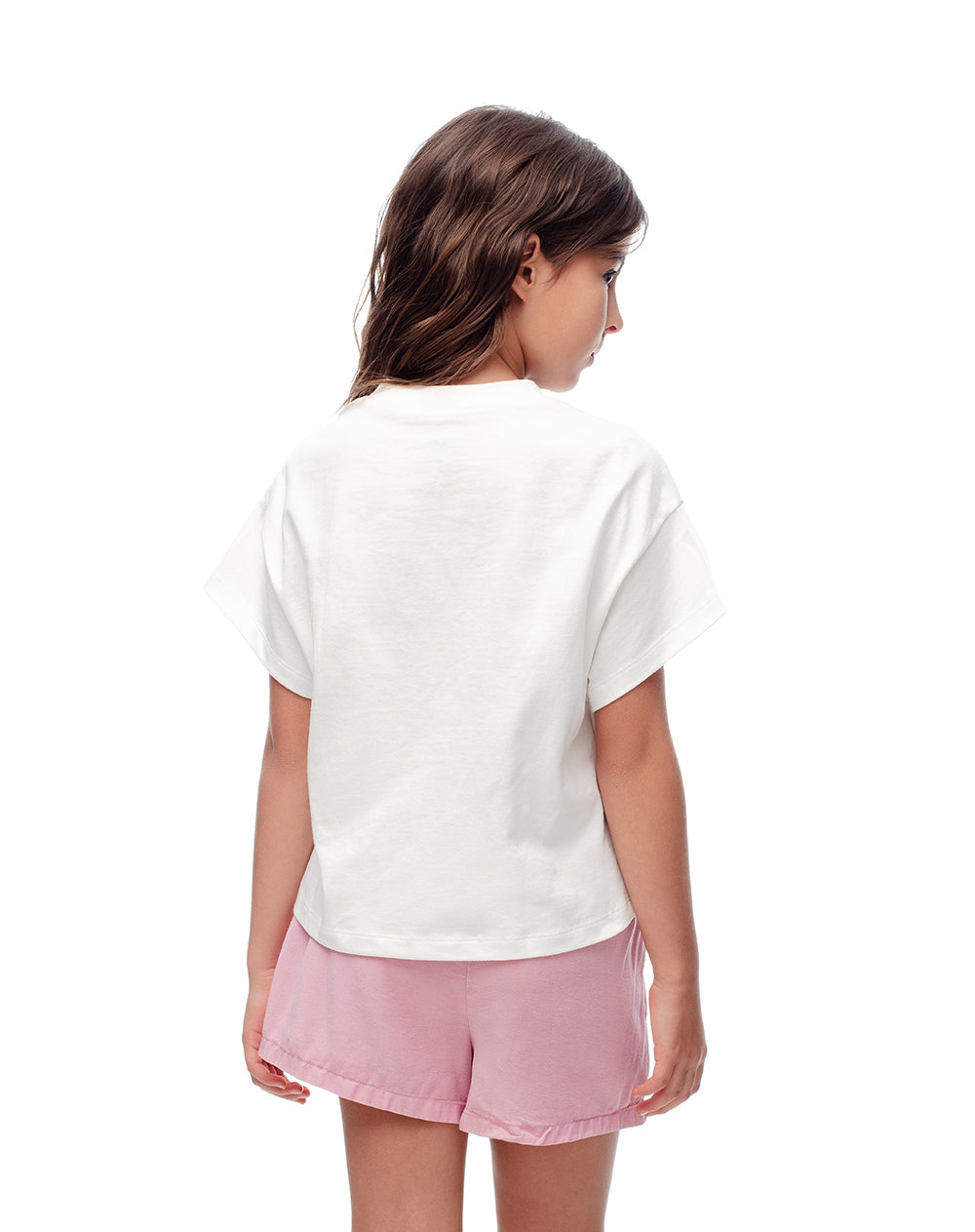 Camiseta regular algodón blanca estampada niña